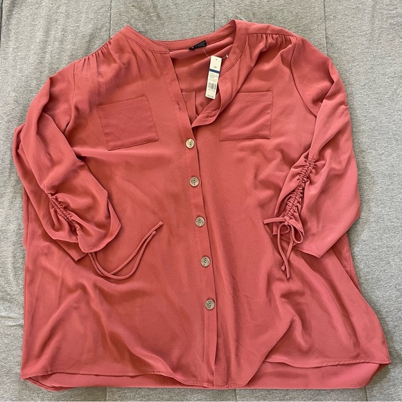 new directions Tops - New Directions Dusty Pink Button-Up Blouse